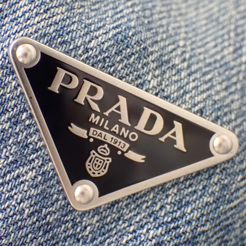 プラダ PRADA ダメージ加工 オーバーサイズ 38 GFC060_SOOO_16PK デニムジャケット コットン ブルー レディース【中古】【Aランク】