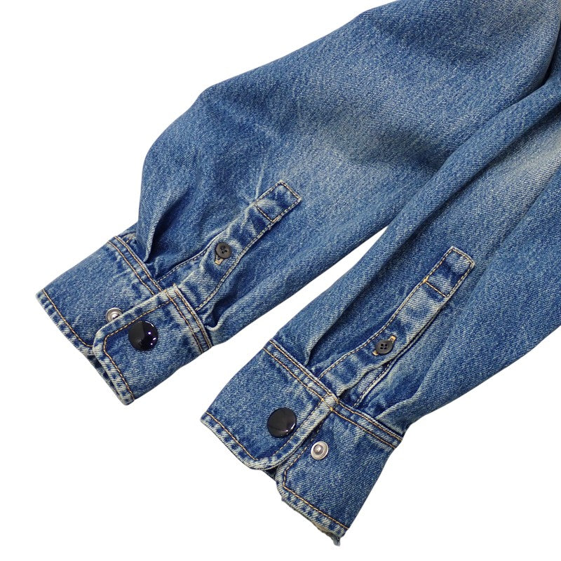 プラダ PRADA ダメージ加工 オーバーサイズ 38 GFC060_SOOO_16PK デニムジャケット コットン ブルー レディース【中古】【Aランク】