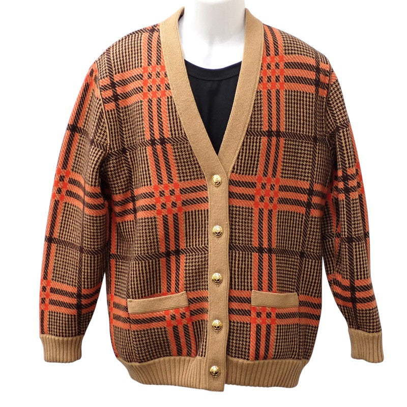 グッチ GUCCI GGチェック S 699872 カーディガン ウール ベージュ メンズ【中古】【Aランク】