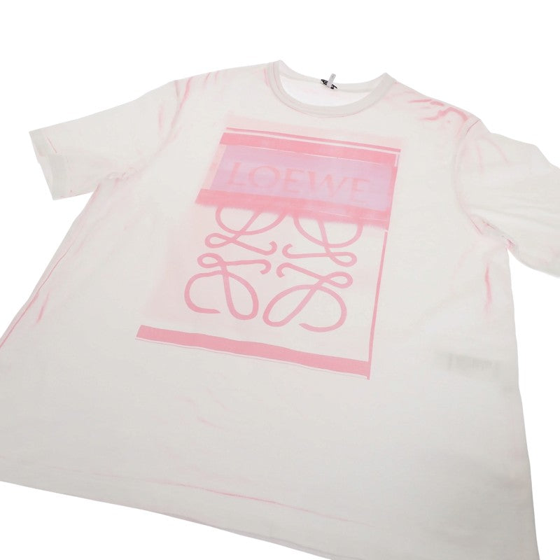 ロエベ LOEWE アナグラム フォトコピー Tシャツ S H526Y22X27 半袖Ｔシャツ コットン ホワイト ピンク メンズ レディース ユニセックス【中古】【Aランク】