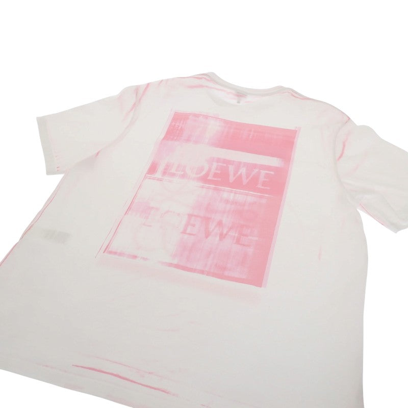 ロエベ LOEWE アナグラム フォトコピー Tシャツ S H526Y22X27 半袖Ｔシャツ コットン ホワイト ピンク メンズ レディース ユニセックス【中古】【Aランク】