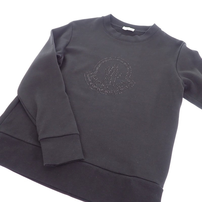 モンクレール MONCLER ラインストーン クルーネック スウェットシャツ 長袖 XS I20938G00053 899TR スウェット コットン ナイロン 綿 ブラック 黒 メンズ【中古】【Aランク】