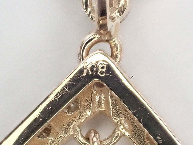 【Aランク】K18YG デザイン ネックレス ダイヤ 0.29ct 0.31ct【ISEYA】