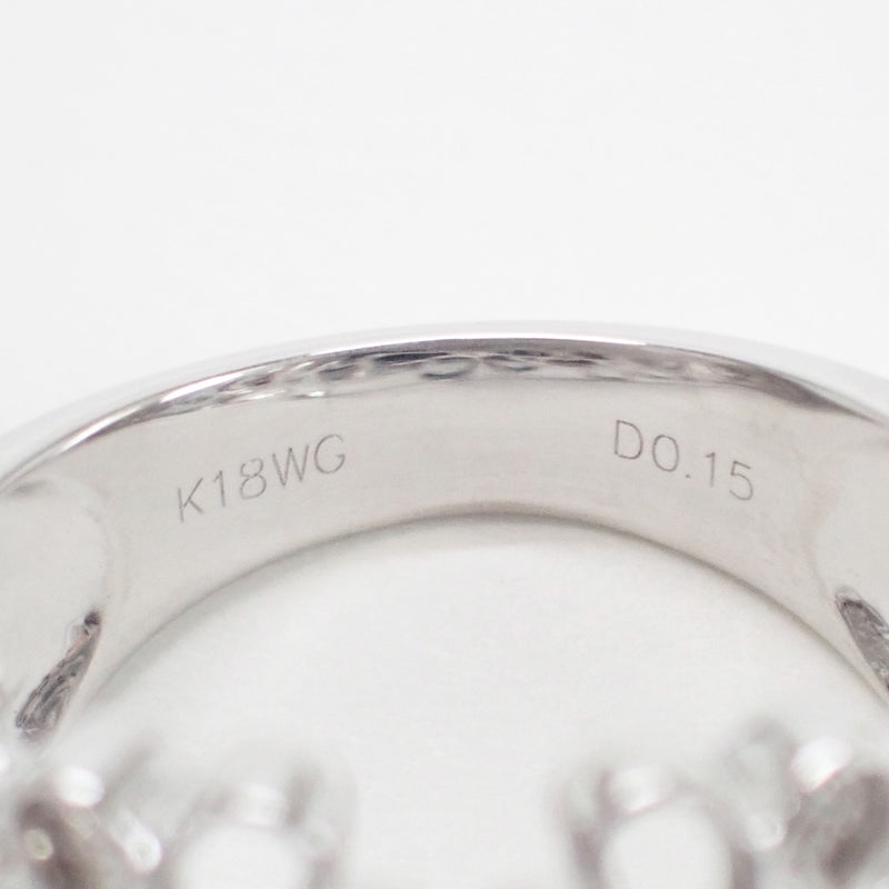 K18WG デザインリング フラワーモチーフ ダイヤ0.15ct ゲージ棒12号