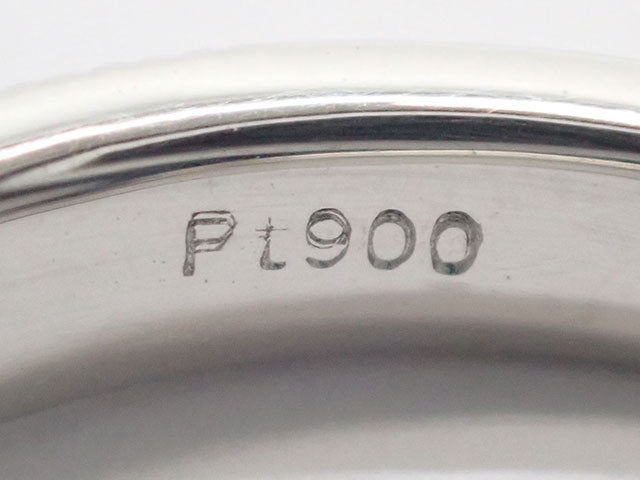 Pt900 デザインリング リボンモチーフ ダイヤ0.219ct/0.32ct ゲージ棒