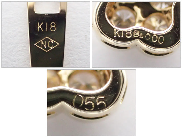 【Aランク】K18YG Pt900 デザインネックレス フラワーモチーフ ダイヤ0.55ct【ISEYA】全長約103mmチェーン