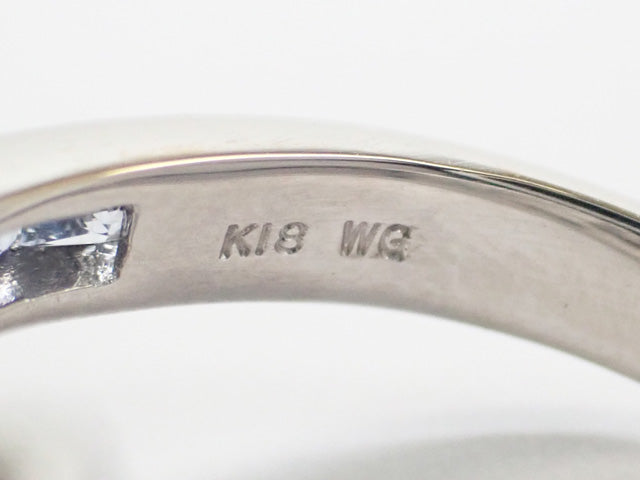【Aランク】K18WG デザインリング サファイヤ0.70ct ダイヤ0.43ct ゲージ棒約11号【ISEYA】