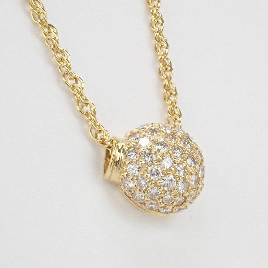 【Aランク】K18YG ボールモチーフ デザイン ネックレス ダイヤ 0.67ct【ISEYA】