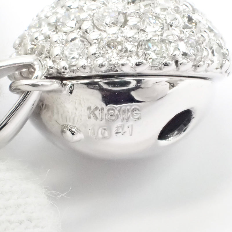 【Aランク】K18WG ボールモチーフ デザイン ネックレス ダイヤ 1.041ct【ISEYA】