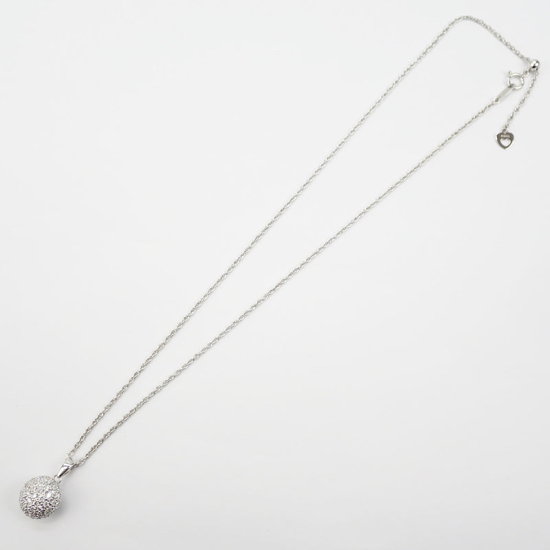 【Aランク】K18WG ボールモチーフ デザイン ネックレス ダイヤ 1.041ct【ISEYA】
