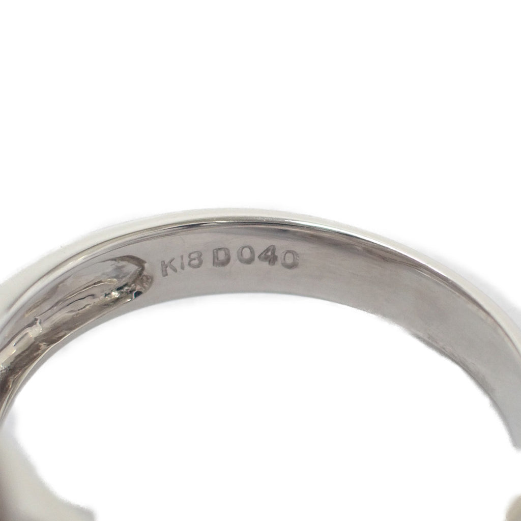 【Aランク】K18WG デザインリング ピンクシェル ダイヤ 0.40ct ゲージ棒約12.5号【ISEYA】