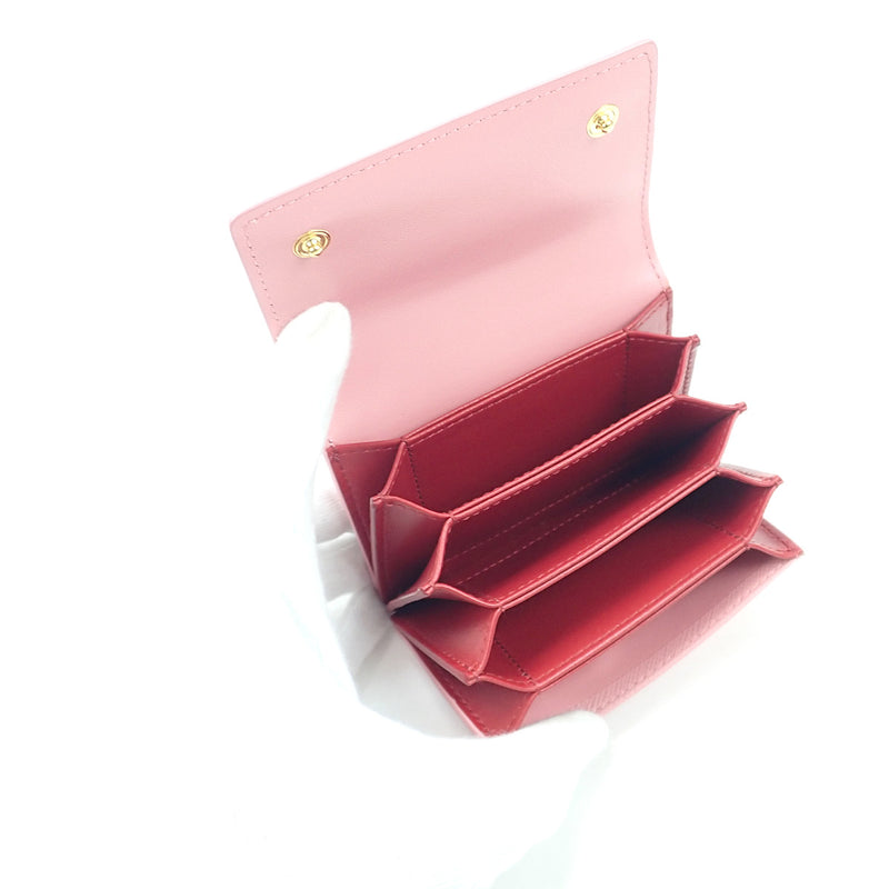 チェーン付き カードケース 1MR075 サフィアーノ ピンク ゴールド金具