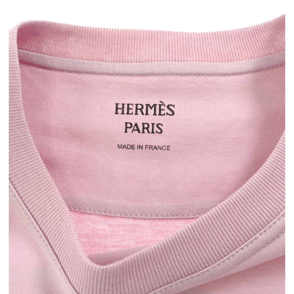 【Sランク】HERMES エルメス カルトゥッシュ マキシTシャツ コットン ピンク フォーブルレインボー H2E4602DUL6【ISEYA】