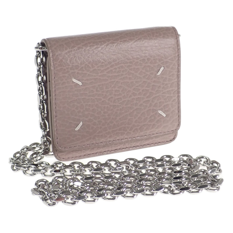 スモールレザーチェーンウォレット 二つ折財布 S56UIO148P0399 T4315 カーフスキン ピンク シルバー金具
