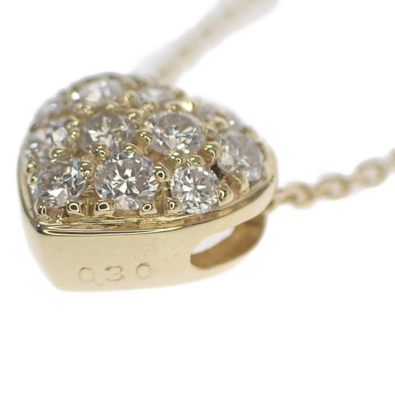 【Aランク】K18YG ハートパヴェ デザインネックレス ダイヤモンド0.30ct ゴールド【ISEYA】