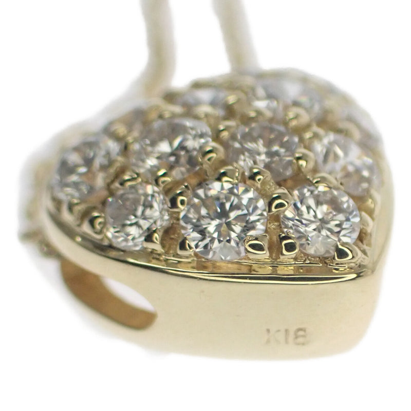 【Aランク】K18YG ハートパヴェ デザインネックレス ダイヤモンド0.30ct ゴールド【ISEYA】