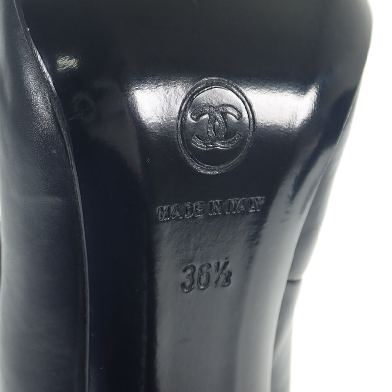 マトラッセ ブーツ シューズ レザー ブラック シルバー金具 サイズ36.5(日本サイズ約23.5cm)
