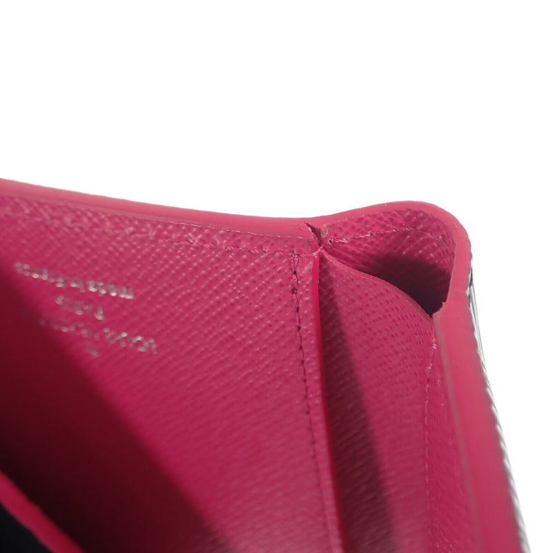 フラワーデザイン ポルトフォイユ・ヴィクトリーヌ 三つ折り財布 M62980 エピ ブラック×ピンク シルバー金具