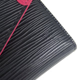 フラワーデザイン ポルトフォイユ・ヴィクトリーヌ 三つ折り財布 M62980 エピ ブラック×ピンク シルバー金具