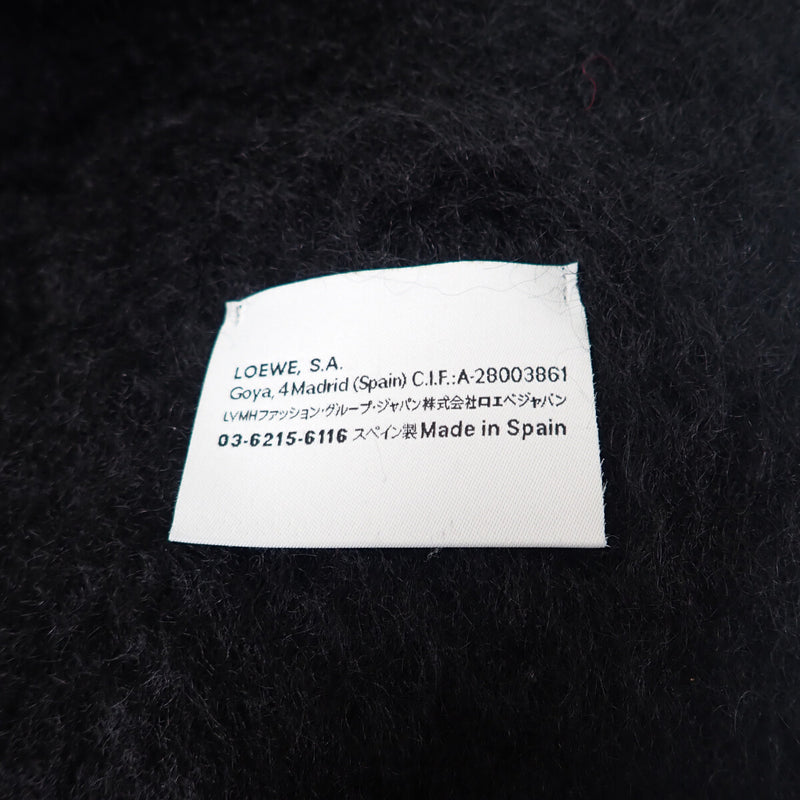 【Aランク】LOEWE ロエベ スカーフ マフラー F655254X01 モヘア ウール ナイロン ブラック【ISEYA】